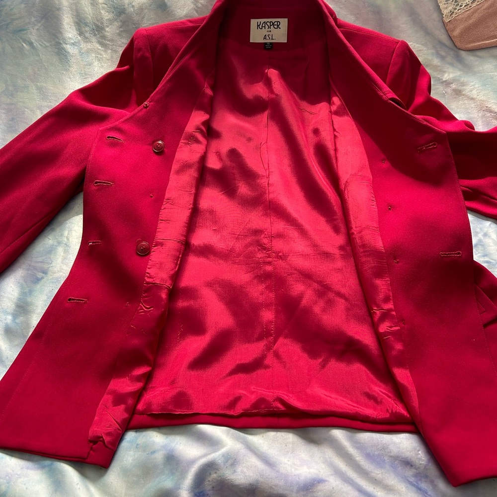 New Polyester Fully Lined Double Breasted Red Jac… - image 5